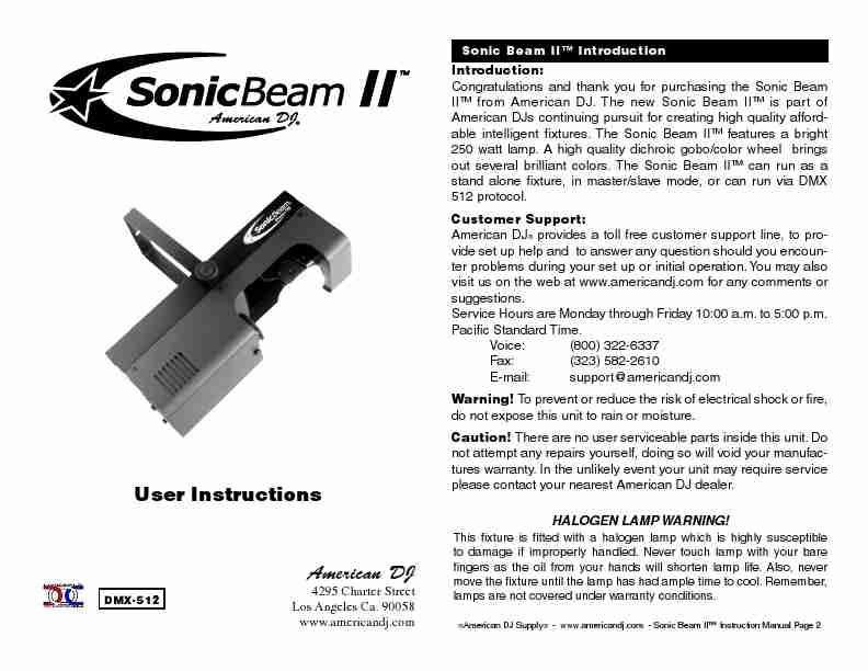 American DJ DJ Equipment Sonic Beam II-page_pdf